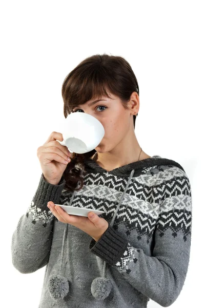 Beautiful girl holding a cup of tea Stock Photo