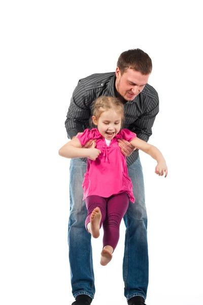 Um jovem pai e filha brincando — Fotografia de Stock