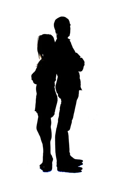 Silhouette eines schönen jungen glücklichen Paares — Stockfoto