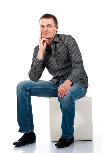 Portret Młodego Mężczyzny Odizolowanego Białym — Zdjęcie stockowe