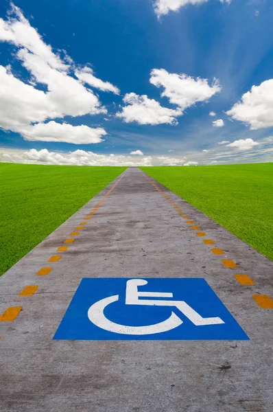 Disabled sign board on the way — Zdjęcie stockowe