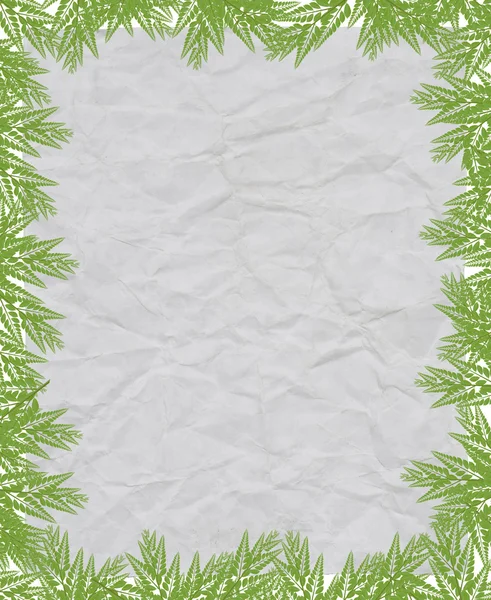 使用済み紙に分離された緑の葉 — ストック写真
