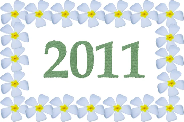 Signo de año nuevo en marco de flores —  Fotos de Stock