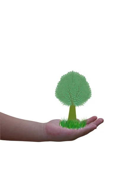 Baum auf Kinderhand — Stockfoto