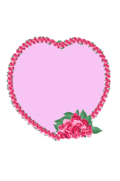 Rosa rosa isolada no símbolo do coração — Fotografia de Stock