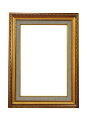 Ancient style golden wood photo image frame isolated clipart