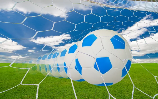 stock image Soccer goal under the blue sky