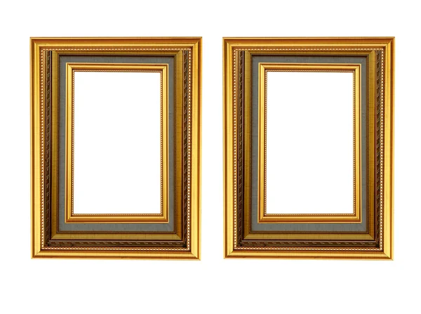 Marco de imagen de madera dorada de estilo antiguo aislado —  Fotos de Stock