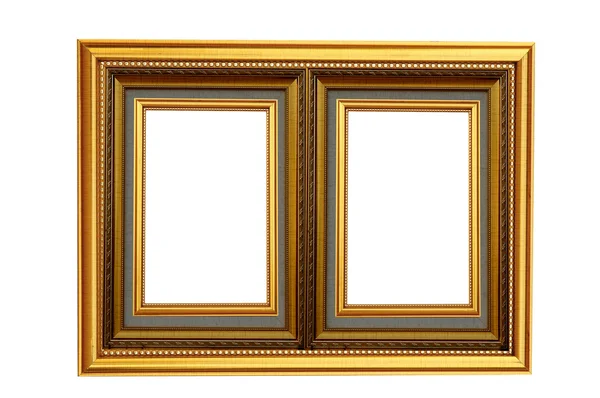 Antyczny styl złoty drewno fotografia ramki obrazu na białym tle — Zdjęcie stockowe