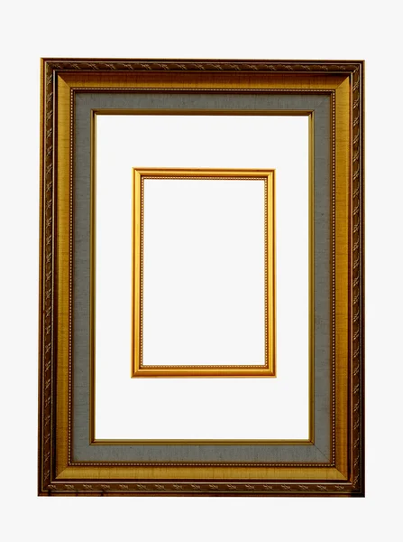 Starověký styl zlatý dřevěný fotorámeček obrazu izolované — Stock fotografie