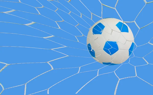 stock image Kick soccer goal under the blue sky