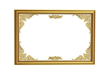 Ancient style golden wood photo image frame isolated clipart