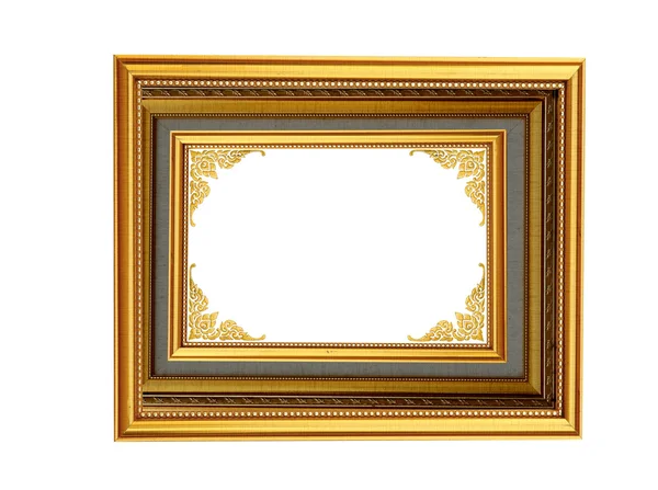 Marco de imagen de madera dorada de estilo antiguo aislado — Foto de Stock