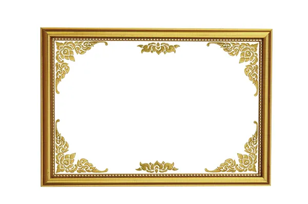 Antyczny styl złoty drewno fotografia ramki obrazu na białym tle — Zdjęcie stockowe
