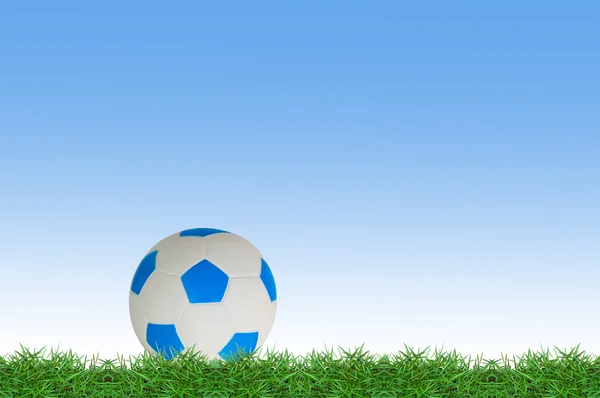 Futebol ond campo de grama verde — Fotografia de Stock