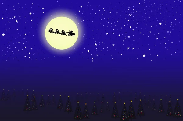 Père Noël Sur Fond Lune — Photo