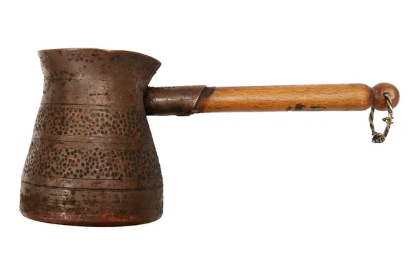 Turco de cobre de bronze velho. Isolado em branco . — Fotografia de Stock