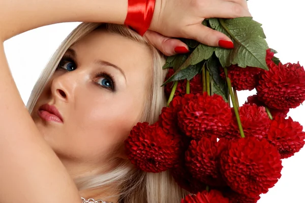 Piękne Seksowne Dziewczyny Kokardą Czerwony — Zdjęcie stockowe