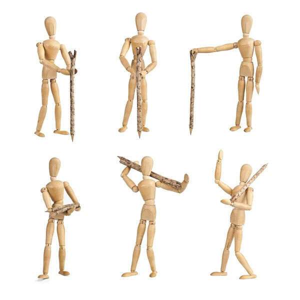 stock image many wooden mannequins