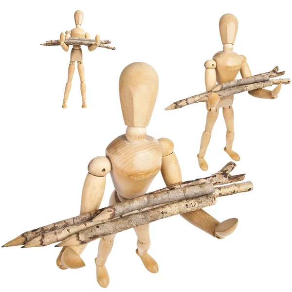 stock image many wooden mannequins