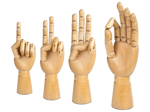 Numbers of wooden hands — Stock Photo, Image
