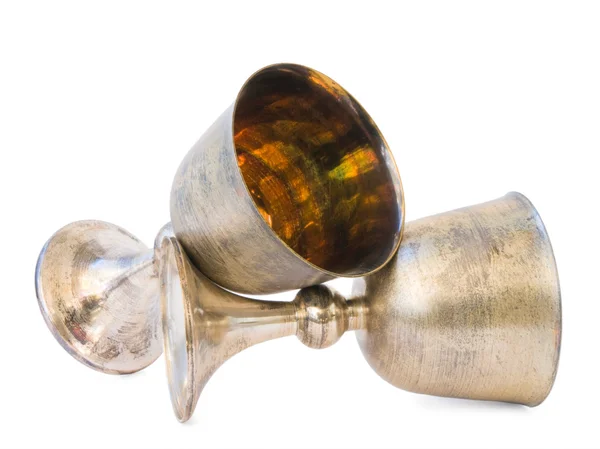 Dva staré stříbrný pohár — Stock fotografie