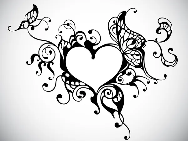 Cadre Coeur Vectoriel Avec Papillon — Image vectorielle