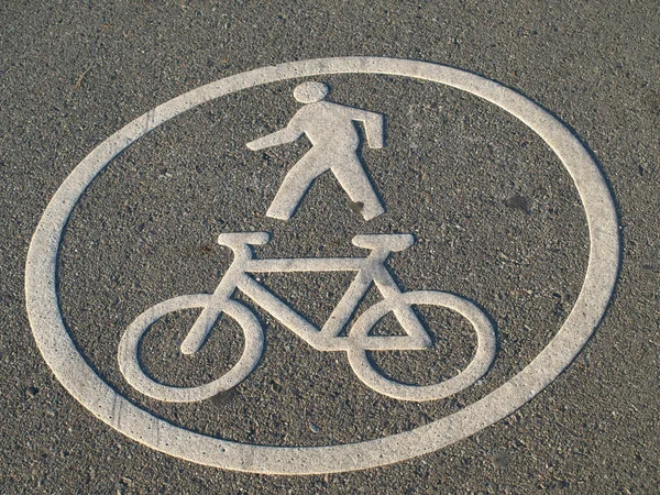Segno bicicletta pedonale — Foto Stock