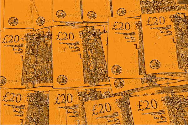 Twenty pound notes with orange treatment — Stock Photo, Image