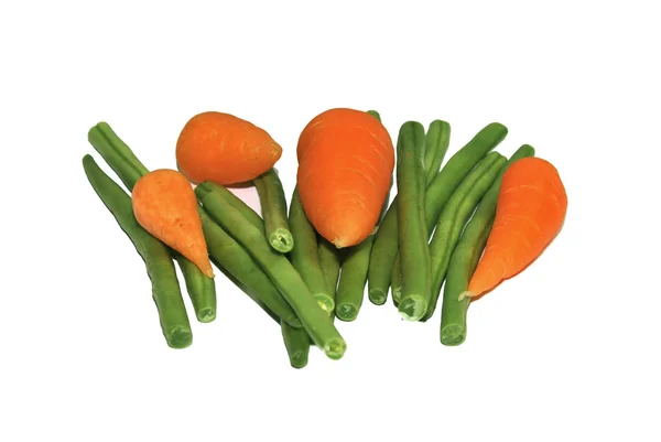 Frische Grüne Bohnen Und Karotten — Stockfoto