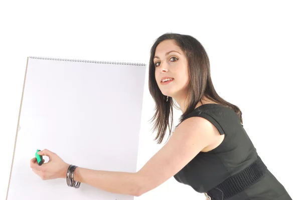 Business Woman with flip chart — Stock Photo, Image
