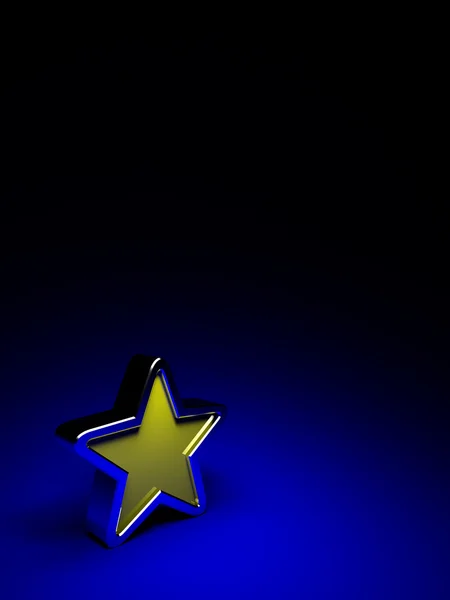 Gul stjärna på Mörkblå bakgrund — Stockfoto