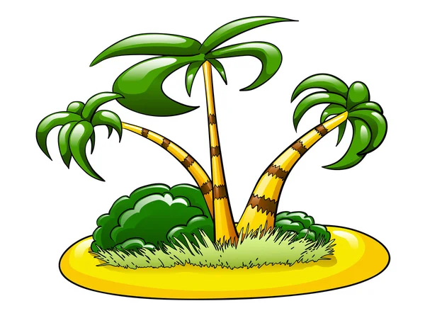 Három palms-sziget — Stock Vector