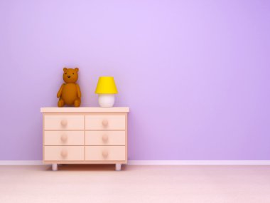 Nightstand with lamp and teddy bear clipart