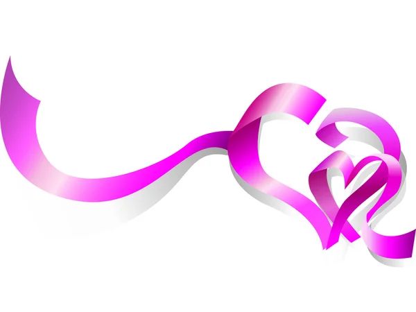 Two Heart Ribbons White Background — Stock Vector