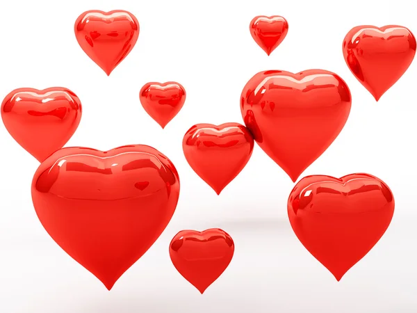 Červená srdce na bílém pozadí — Stock fotografie