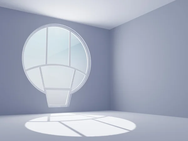 Візуалізація Порожньої Кімнати Круглим Вікном — стокове фото