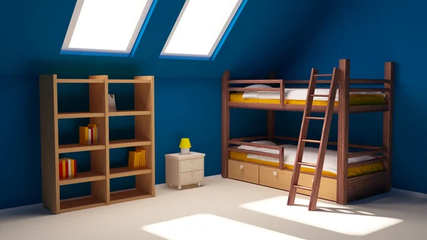Kinderzimmer auf Dachboden — Stockfoto