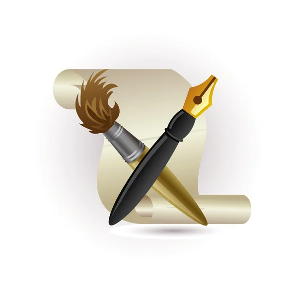 Papier, stylo et brosse — Image vectorielle