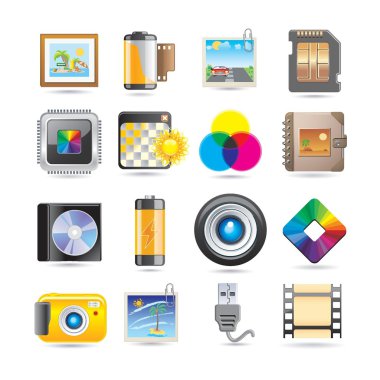 Photography icon set clipart