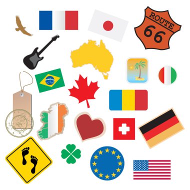 Set of flags and signs clipart