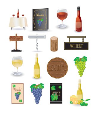 Wine icon set clipart