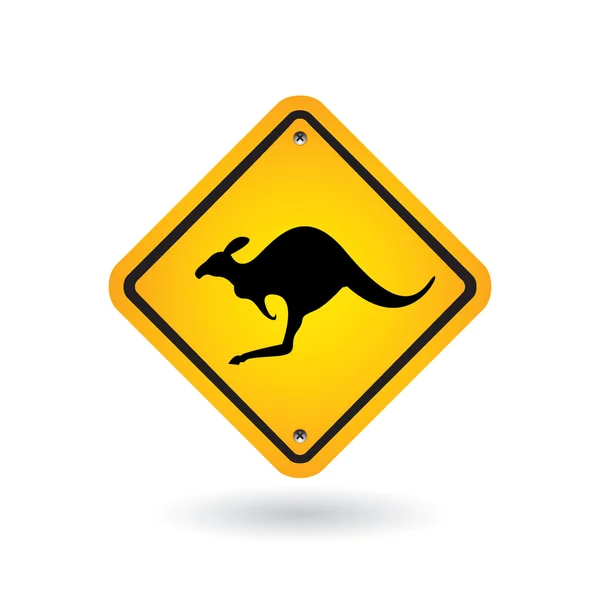 Yellow sign with kangaroo — Stock Vector