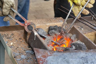 Heating the metal before forging clipart