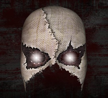 Halloween mask close up on a dark grunge background clipart