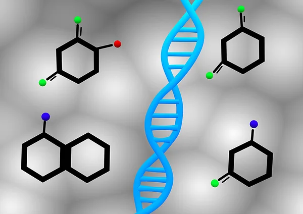 Dna strand and nucleotides — Stock Photo, Image