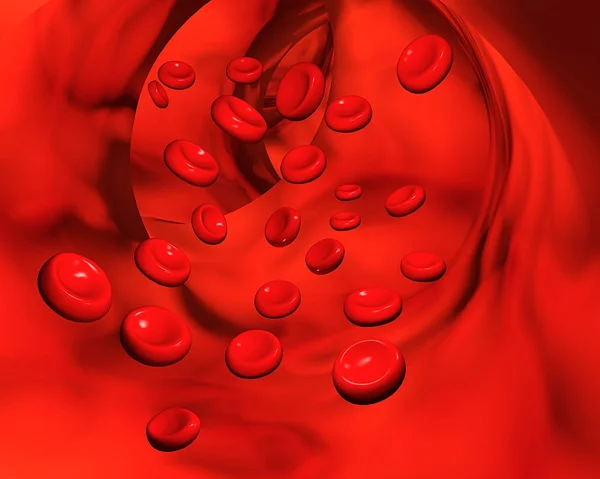 动脉的细节和红细胞运动 — 图库照片