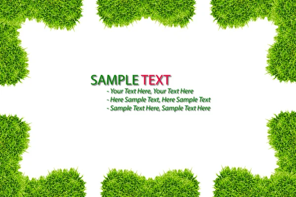 Zöld fű keret elszigetelt fehér háttér — Stock Fotó