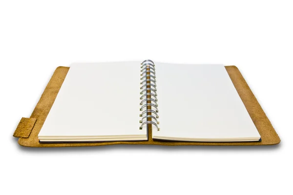 Cuaderno de cuero blanco aislado — Foto de Stock