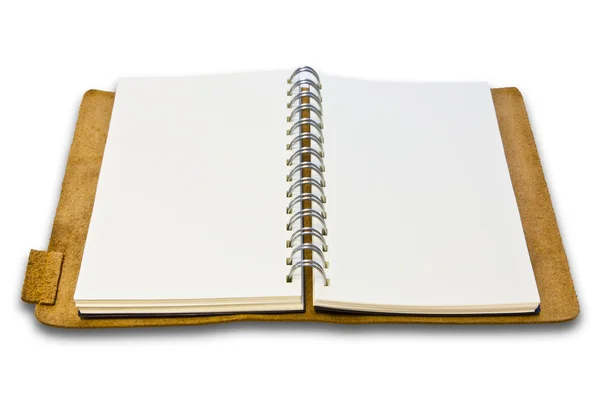 Elszigetelt fehér bőr notebook — Stock Fotó